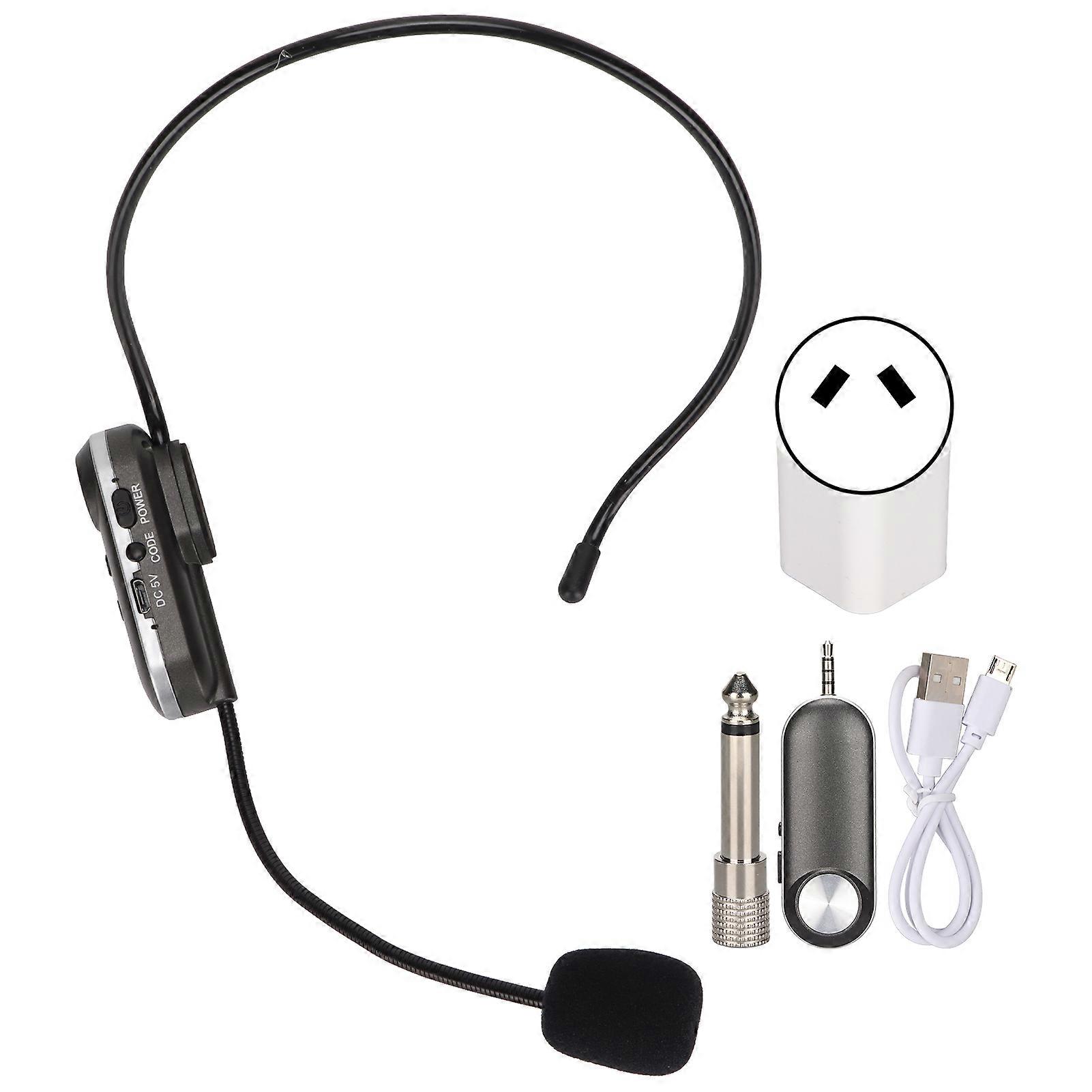 T-1 UHF Wireless Headset Microphone with 3.5mm Plug and 6.35mm Adapter for PA Systems