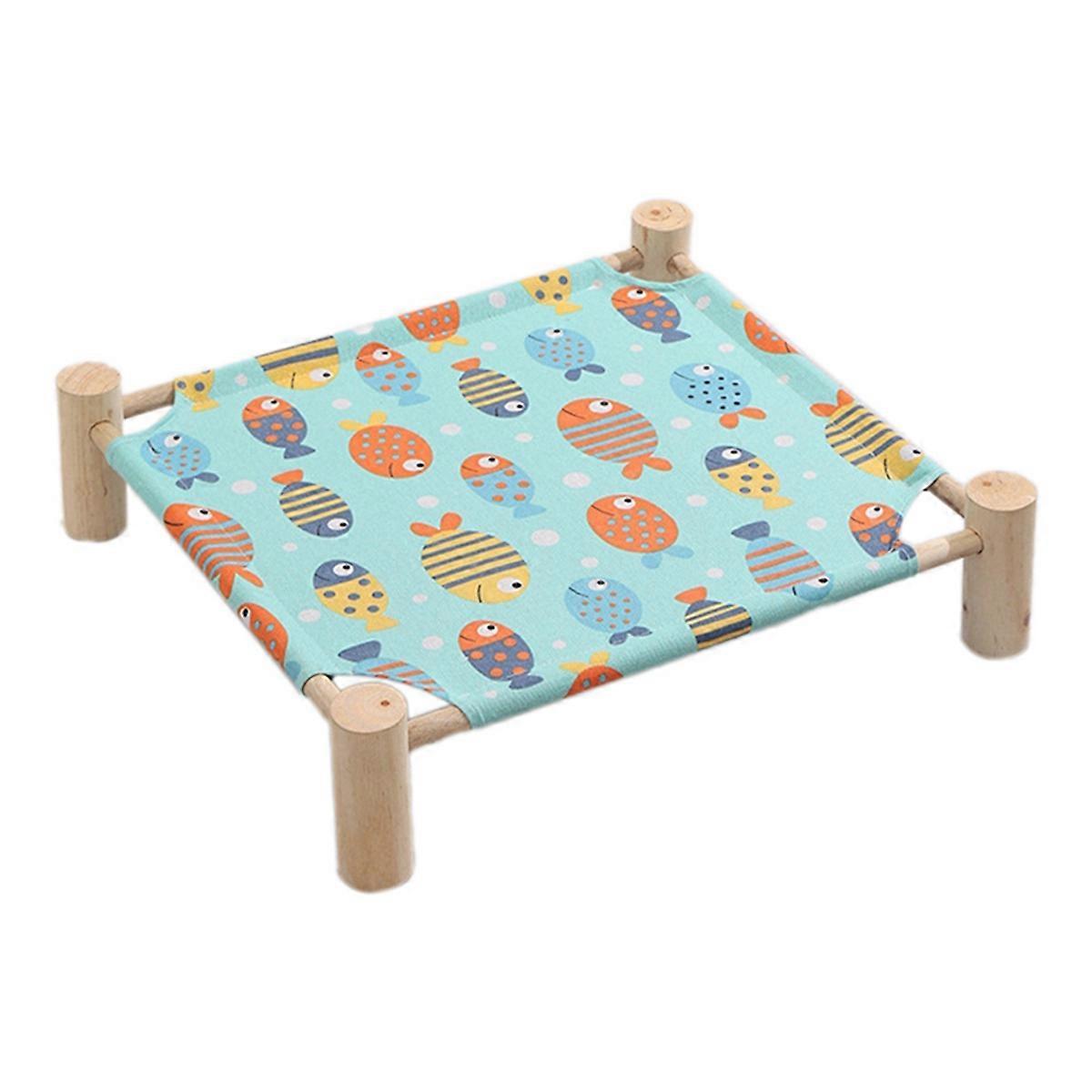 Cat and Dog Hammock Bed Wooden Cat Hammock Elevated Cooling Bed H