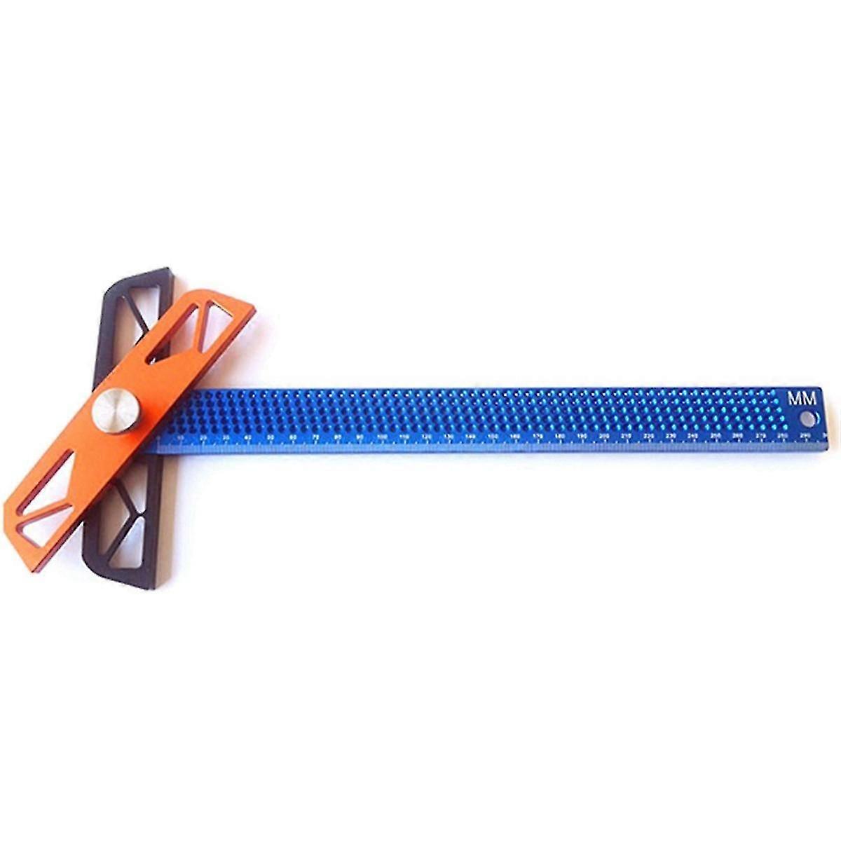 300Mm Woodworking Line Drawing Ruler Multifunctional Angle Ruler Aluminum Alloy Hole Ruler Woodwork