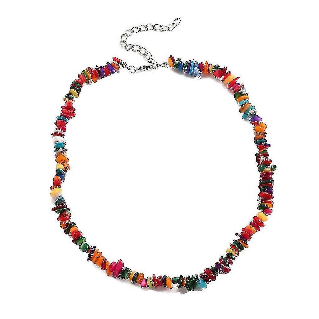 Colar Choker Bohemian com Contas de Pedra para Mulheres