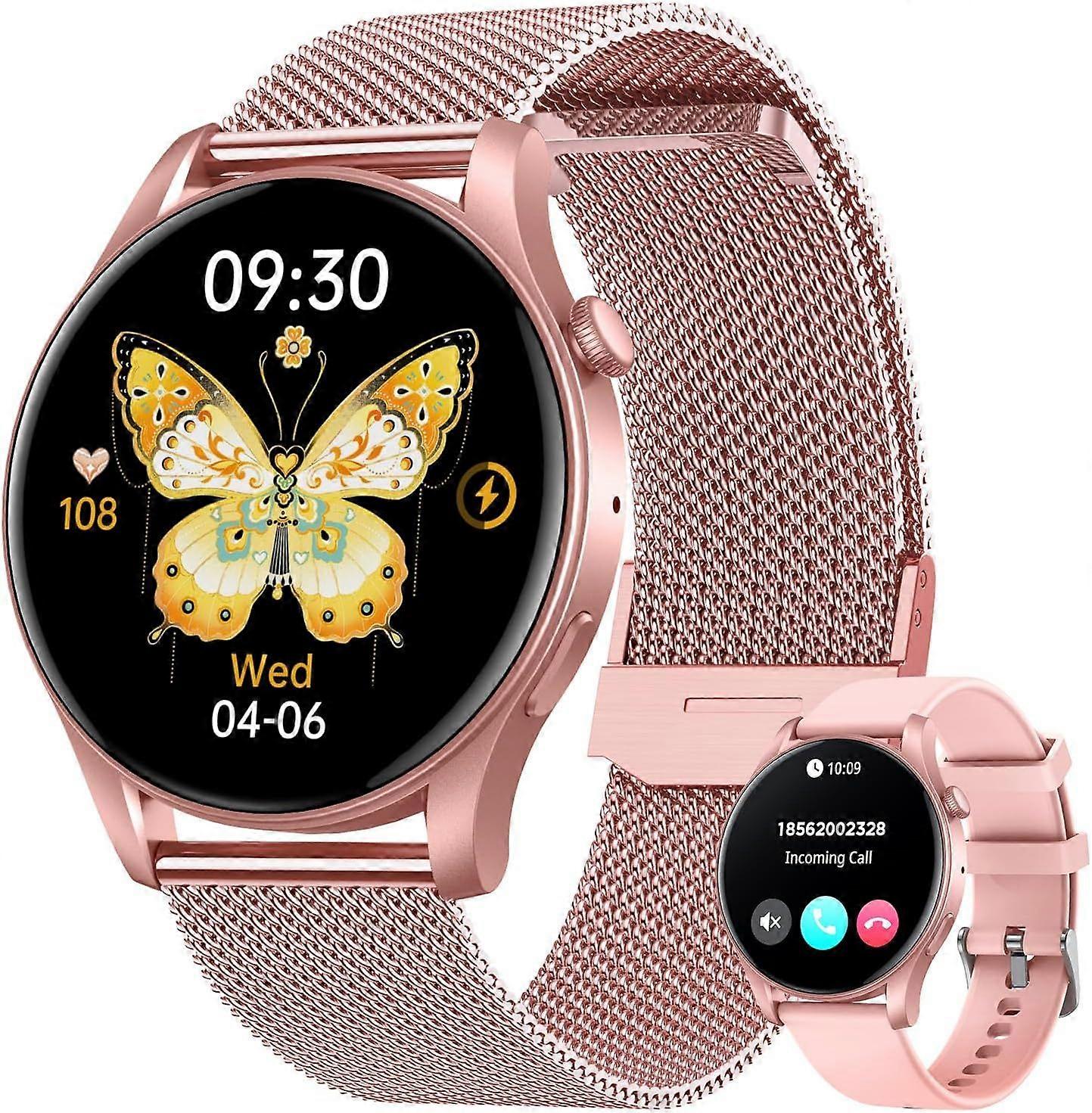 Smartwatch 1.43 Inch Amoled Touch Screen Bluetooth Call with Heart Rate Blood Pressure Sleep Monitor 100+ Sports Modes Fitness Tracker Waterproof, Dua