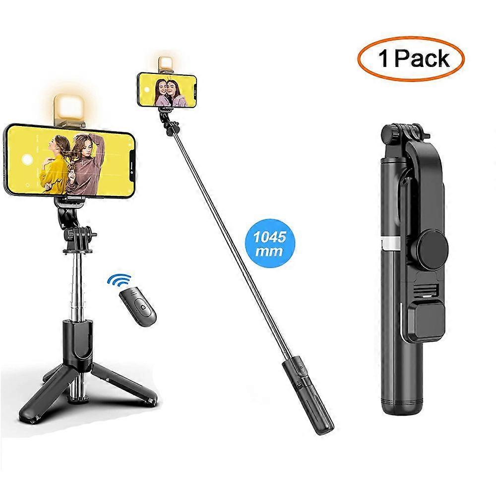 Wireless Bluetooth Selfie Stick Foldable Portable Tripod with Fill Light Shutter Remote Control for Android IPhone Smartphone
