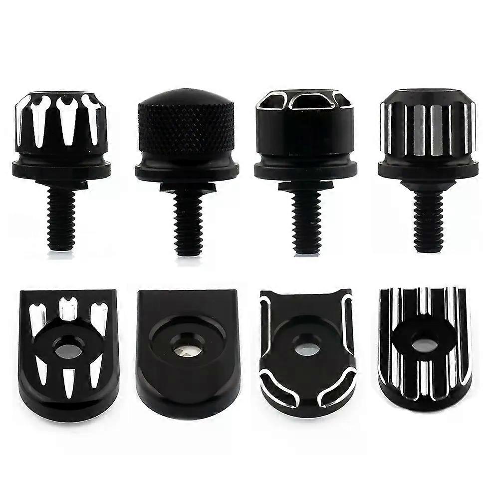 PSLER Seat Screw Knob Cover Kit For Harley Touring & Sportster 1996-2022 - Black & Chrome Fender Tab Mount