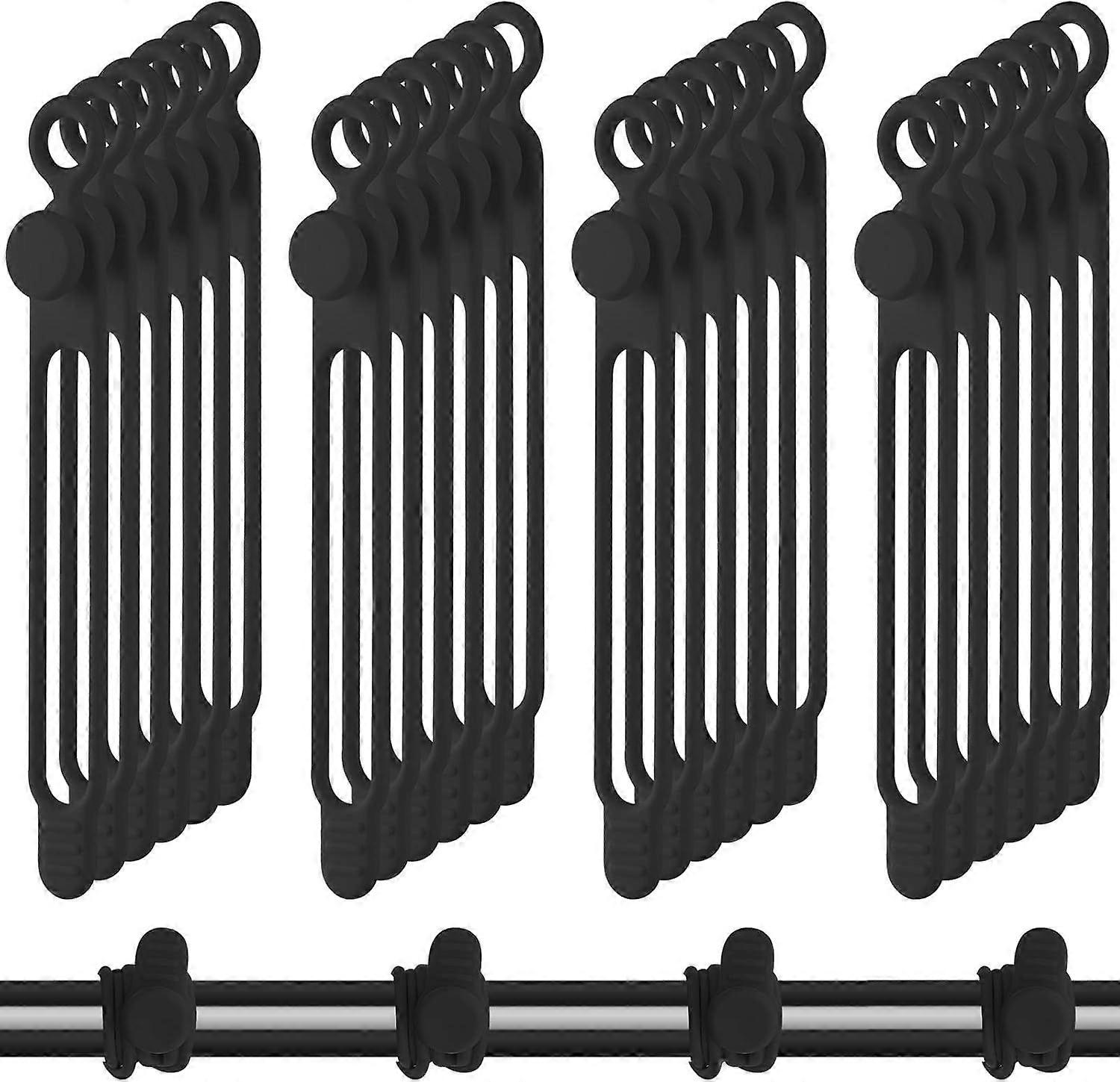 40 Silicone Cable Ties Reusable Cable Clips Adjustable Cable Storage Multipurpose Charging Wire Organizer for Cable Fixing (Black)