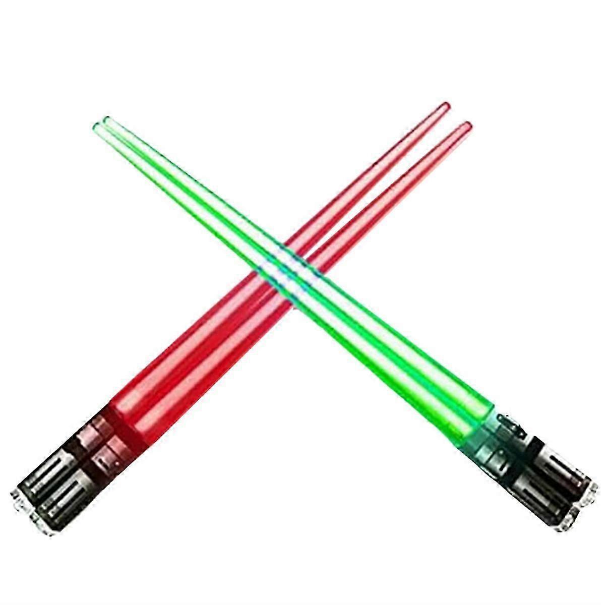 Light Up LightSaber Chopsticks Set, 2 Pairs, Red Green