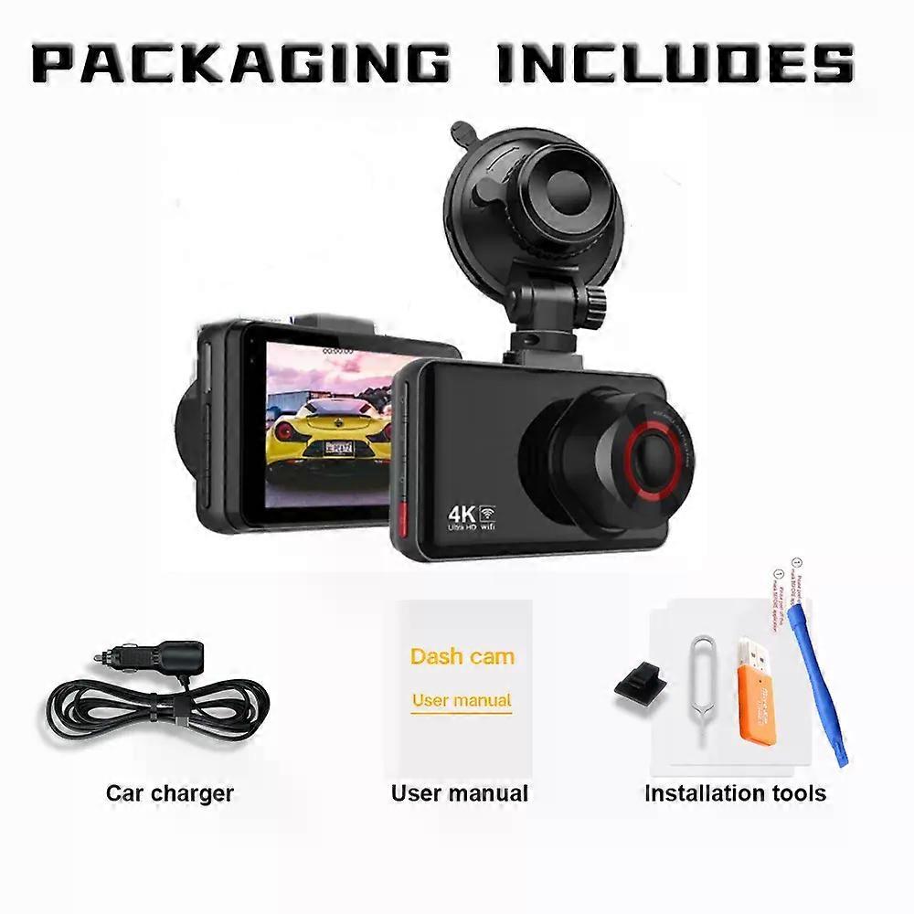 Dash Cam Cars 4K Front and Rear Camera Car Dvr WIFI Car Camera compatible for Vehicle Video Recorder Rear View Camera Parking Monitor