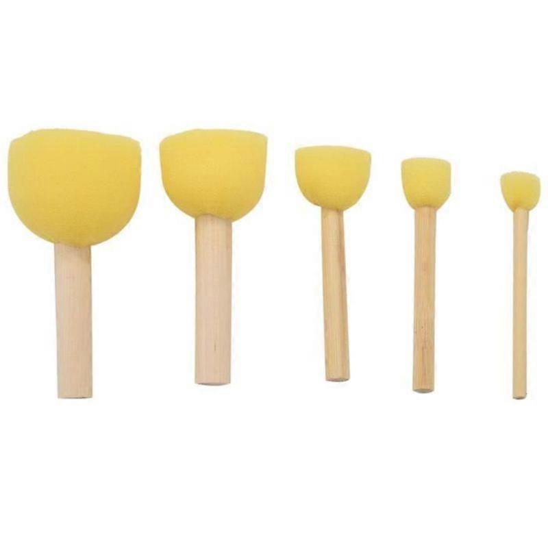 30 Pack Round Foam Sponge Paint Brush Set Stencil Brush Value Pack - 5 Different Sizes