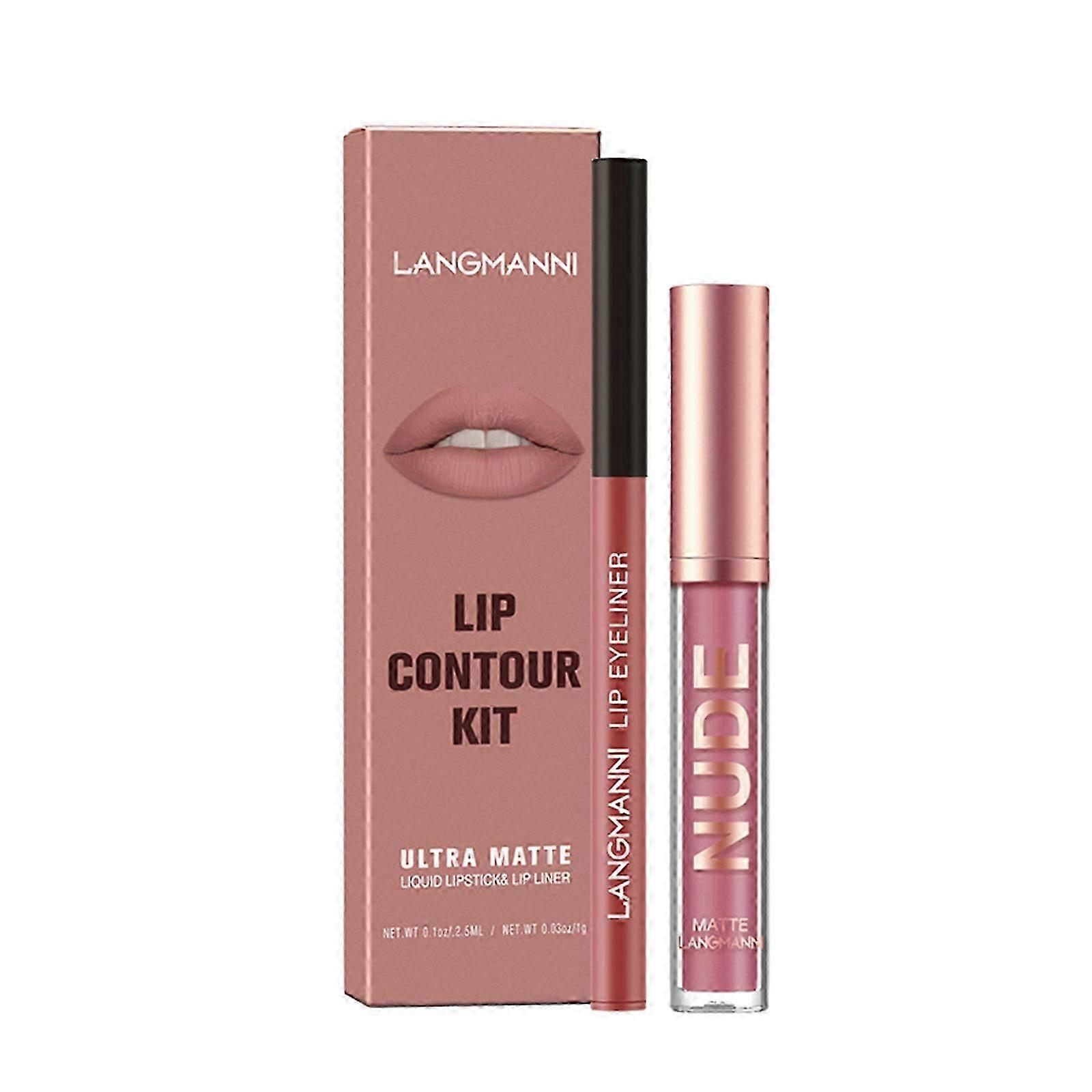 Make Up Lip Gloss Lipliner Combination 2 Sets, Non Stick Cup Matte Lip Gloss Set PU7258