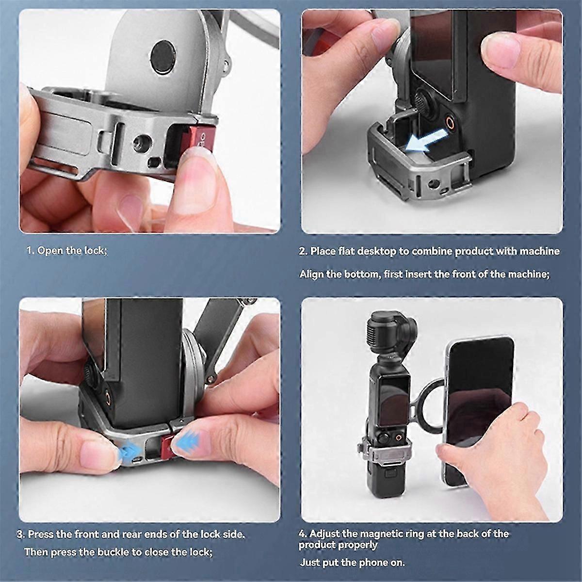 Teleprompter Holder for 3 Magnetic Adapter Frame with Hand Rope Camera Expansion Bracket