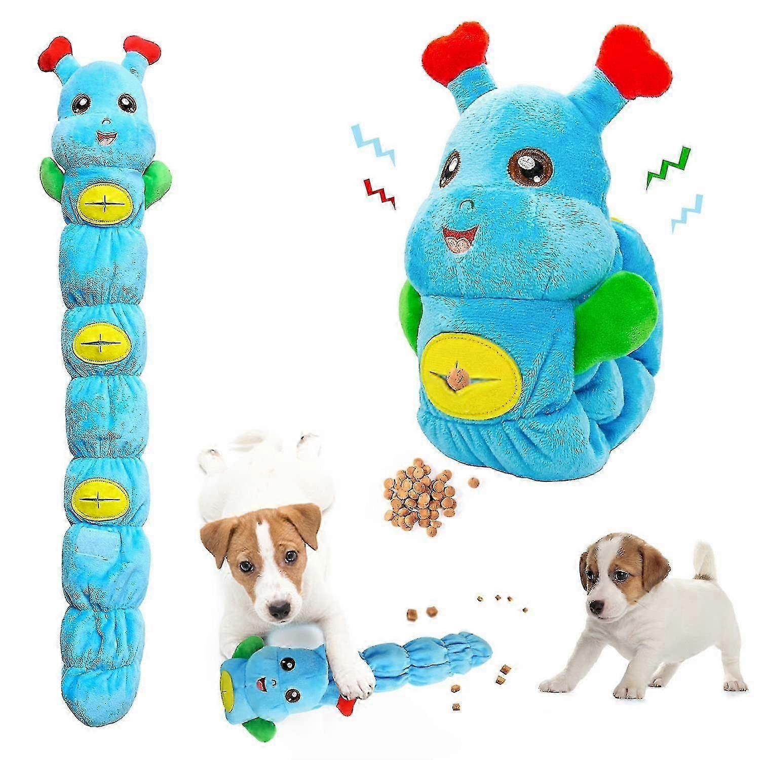 Interactive Dog Toys For Aggressive Chewers, Squeaky Plush Caterpillar Design