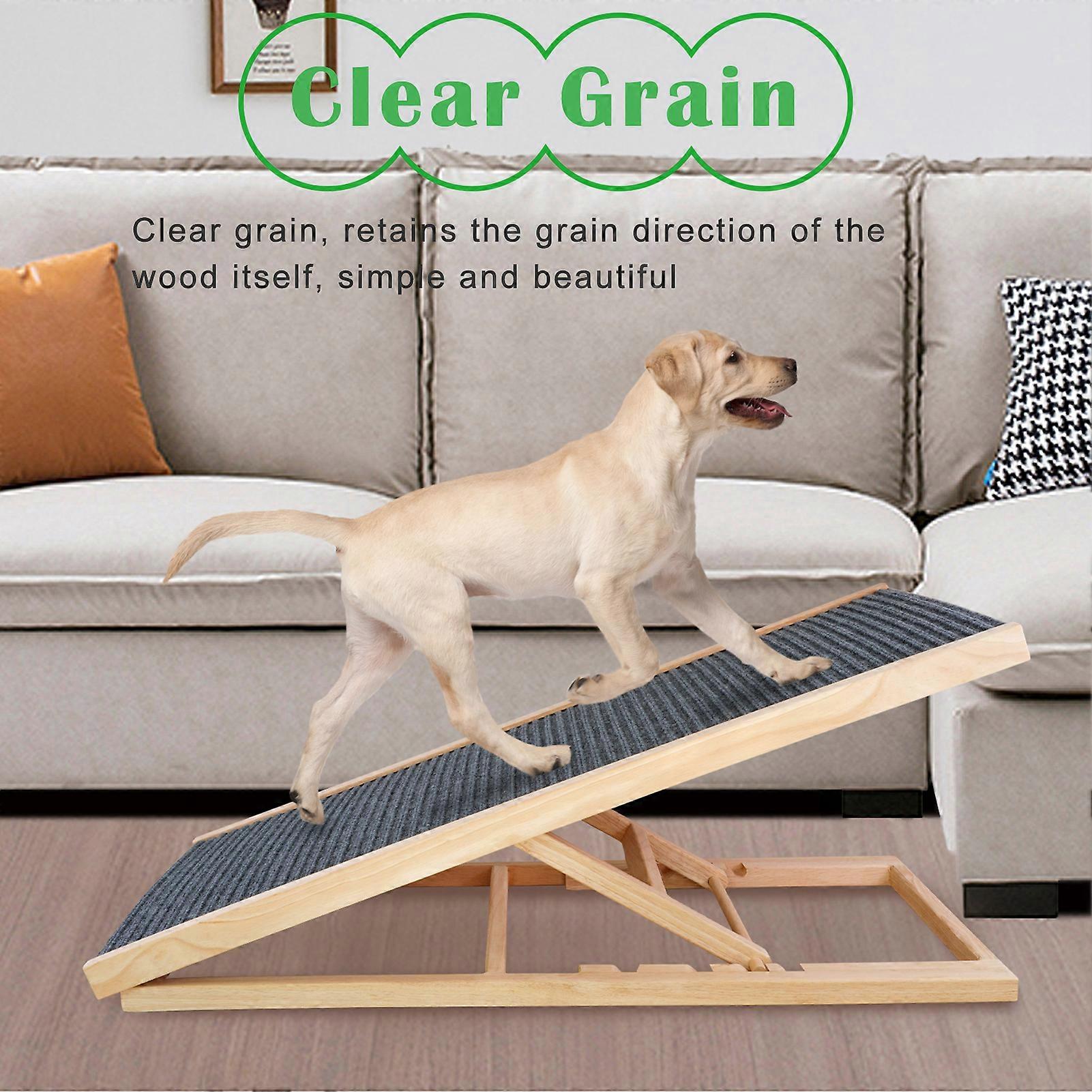 Pet Wooden Folding Portable Dog & Cat Stair for Couch High Bed Non Slip Carpet Surface 2/4 Levels Height Adjustable Ramp