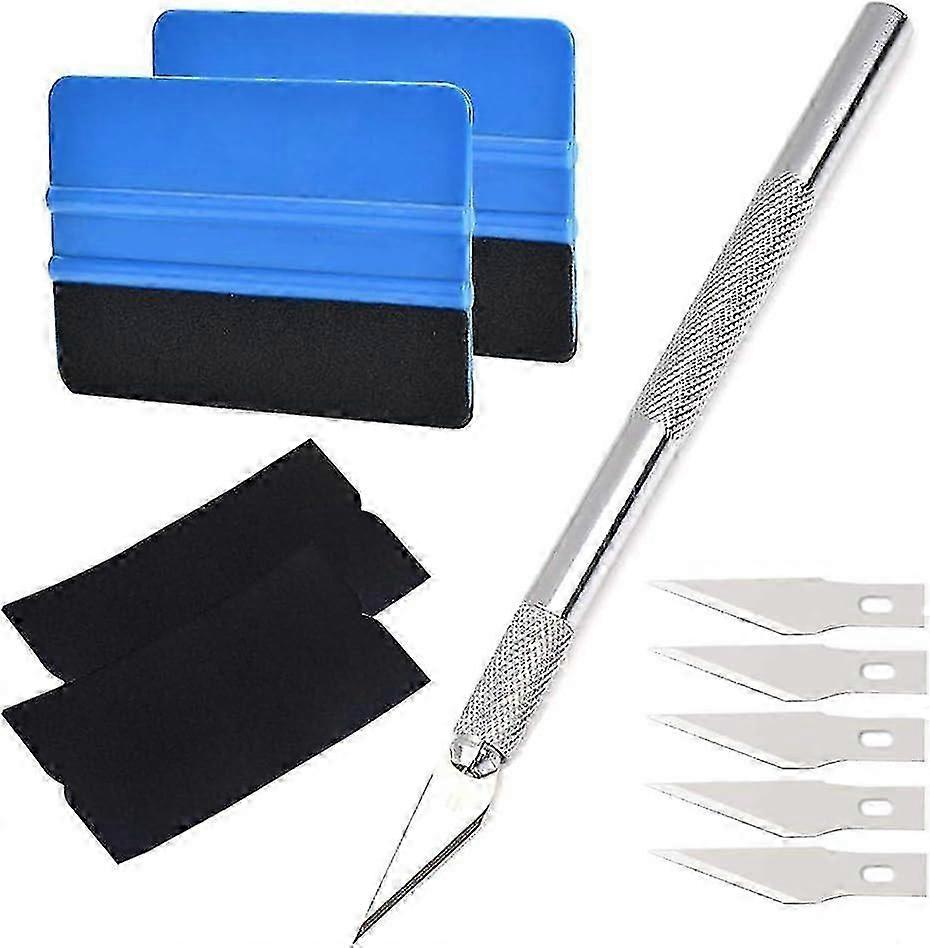10Pcs Professional Felt Edge Squeegee Kit, 4 Inch Car Felt Edge Scraper, Car Window Film Tinting Tools, with Felt Squeegee and Precision Knife lucky