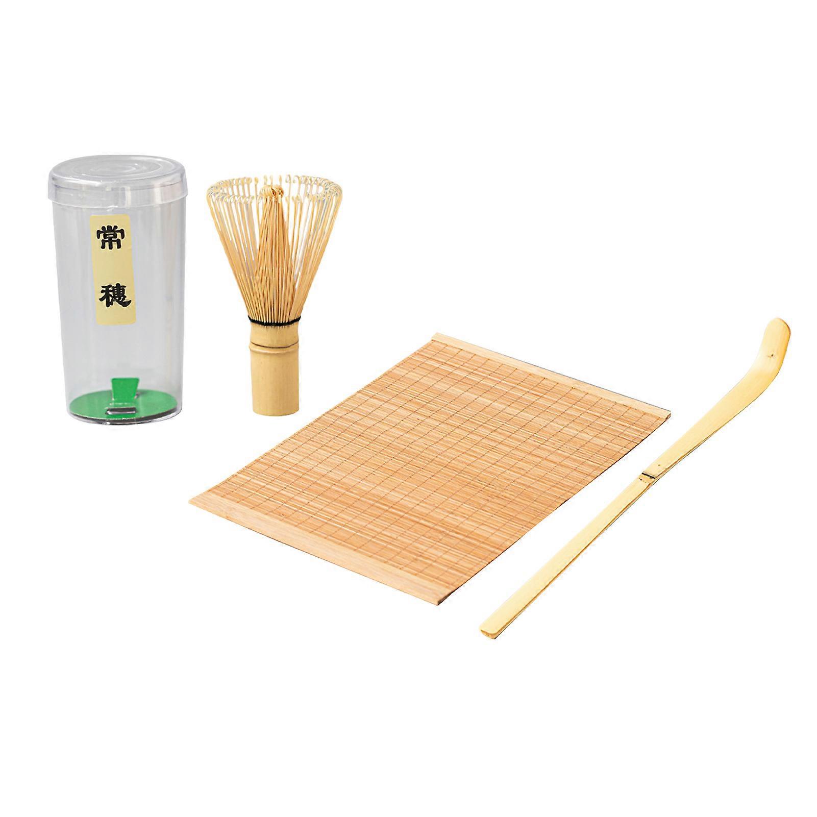 Bamboo Matcha Tea Exquisite Bamboo Matcha Scoop Stirring Whisk and Wrapped Edge Mat Set for Giting