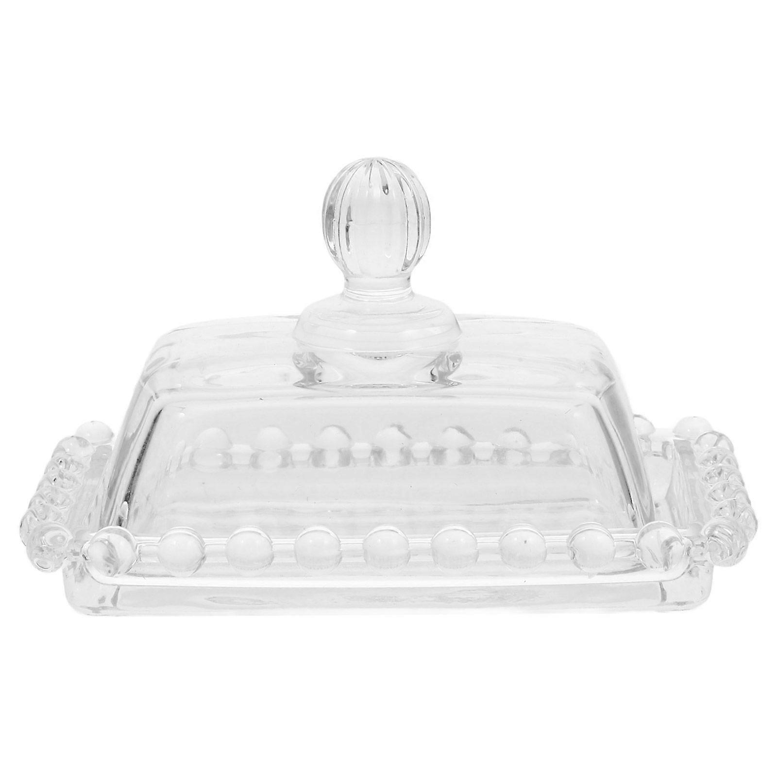 Glass Butter Dish with Lid for Countertop Butter Holder Container Butter Keeper Cake Plate