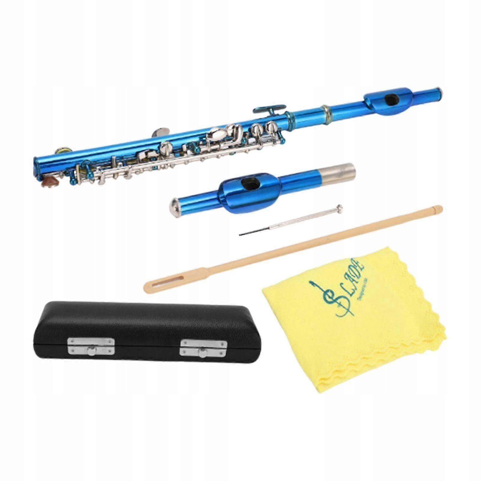 Key Of C With Hard Case And Cleaning Kits Easy To Play Piccolo Flute Blue