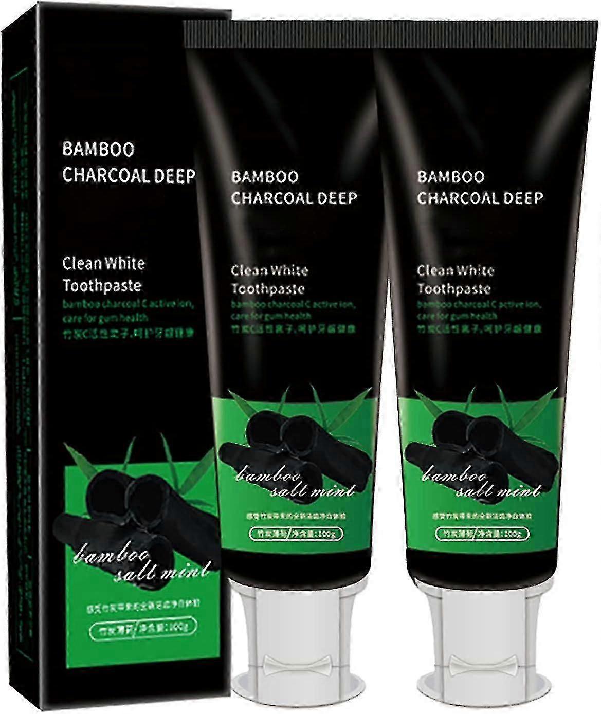 2Pcs Bamboo Charcoal Deep Toothpaste Teeth Fluoride Free Clean White Toothpaste 2025