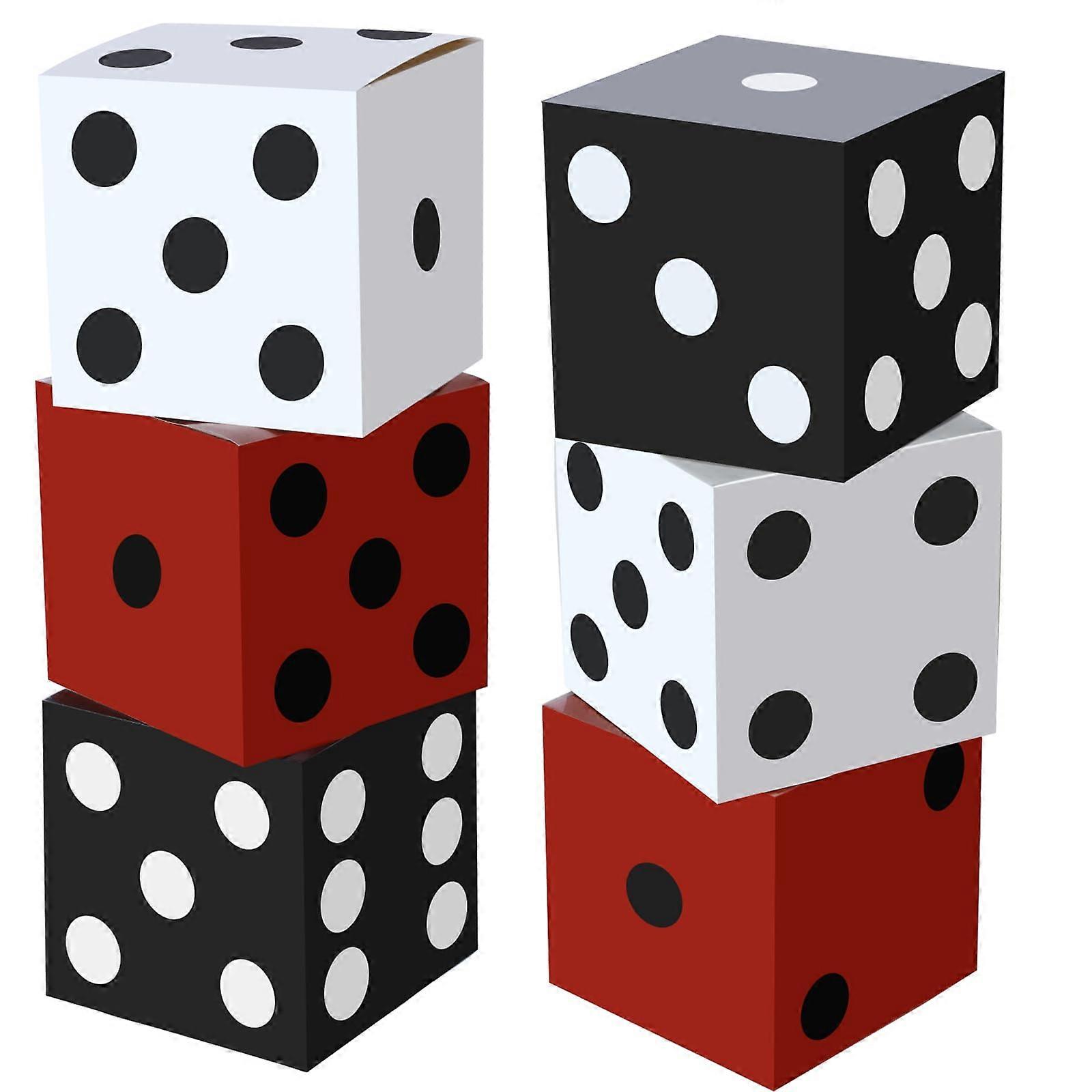 6 Pcs Large Casino Dice Boxes 11 In, Casino Theme Party, Vegas Jumbo Centerpieces, Table Top Dice Multicolor