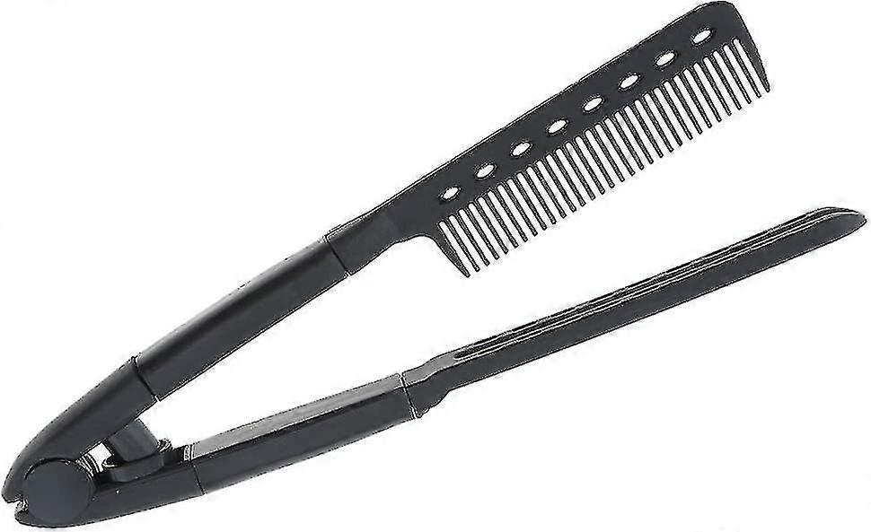Multifunctional V-Shaped Straight Hair Comb Brush (Black, 1pc)