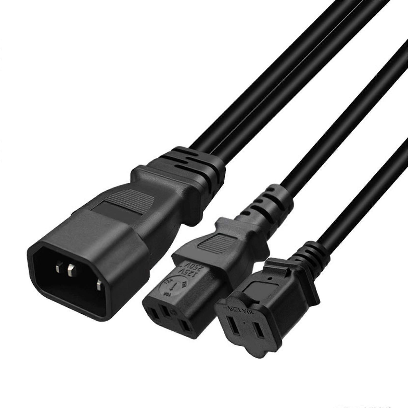 C14 to C13+1-15R Power Y Adapter with US Standard 2 Slot Cord 0.3meter