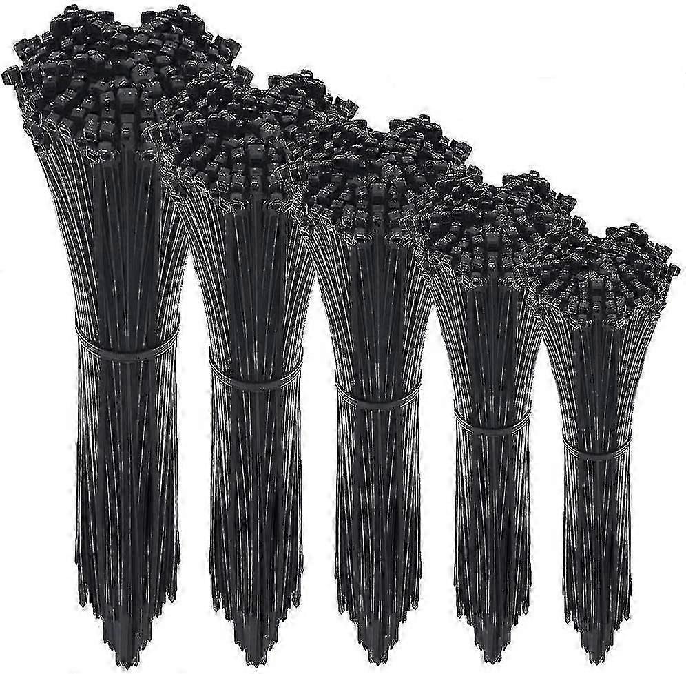 Cable Zip Ties,500 Packs Self-locking 4+6+8+10+12-inch Width 0.16inch Nylon Cable Ties,perfect For Home,office,garage And Workshop (black)