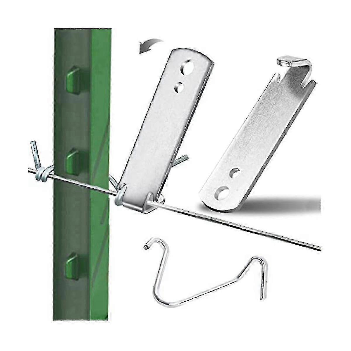 2 Pcs Fence Wireister & 10 Pcs T Post Clips, Save Time Barb Wire Fence Tools For Fixing Fence