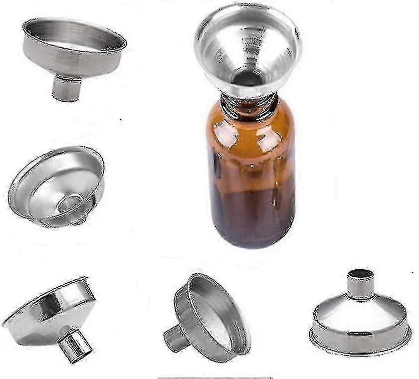 6-Piece Stainless Steel Mini Funnel Set for Kitchen & Lab Use