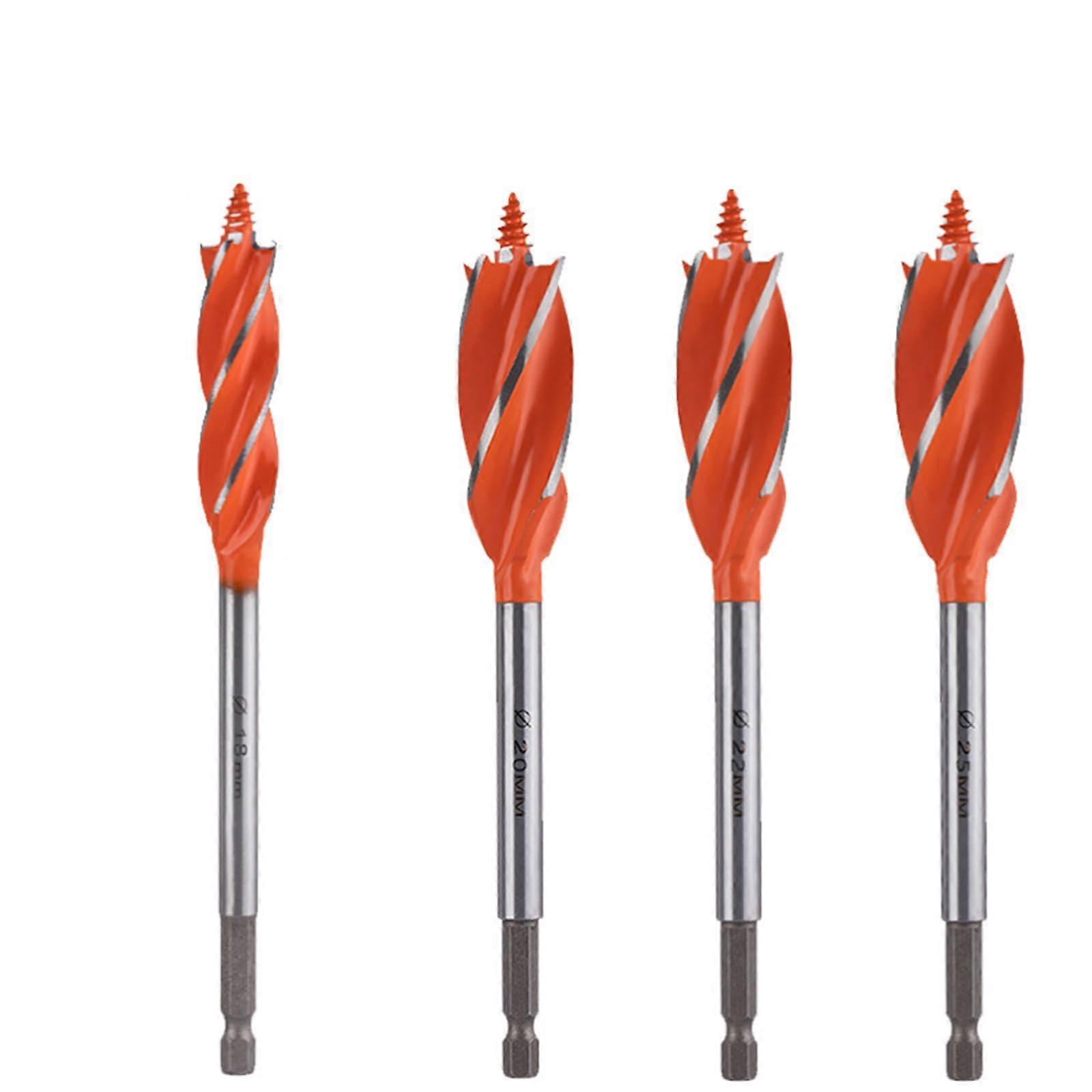 Highspeed hex shank wood drill bit set with four flutes, 4piece, quickchange auger bit(12141618mm) 12141618mm Oranje