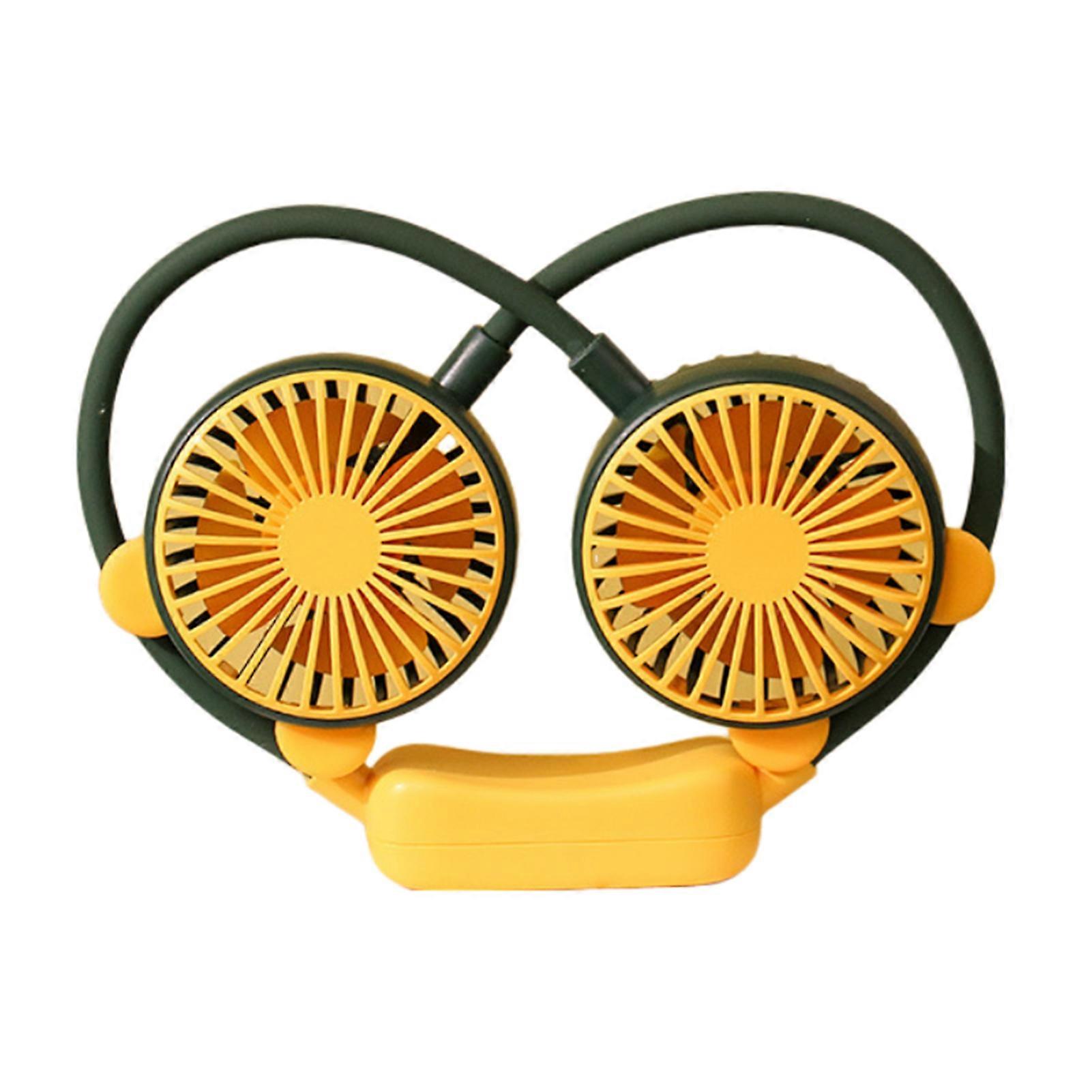 Portable Mini Neck Fan Dual Rotating Heads Multifunctional Climbing Fan