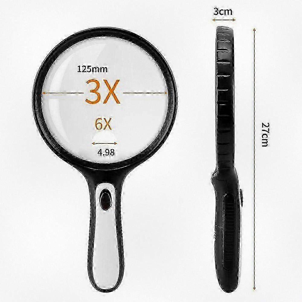 Magnifying Glass with 4 LED Lights for Reading & Leisure, Lighted Magnifier for Visually Impaired Seniors and Low Vision Aid
