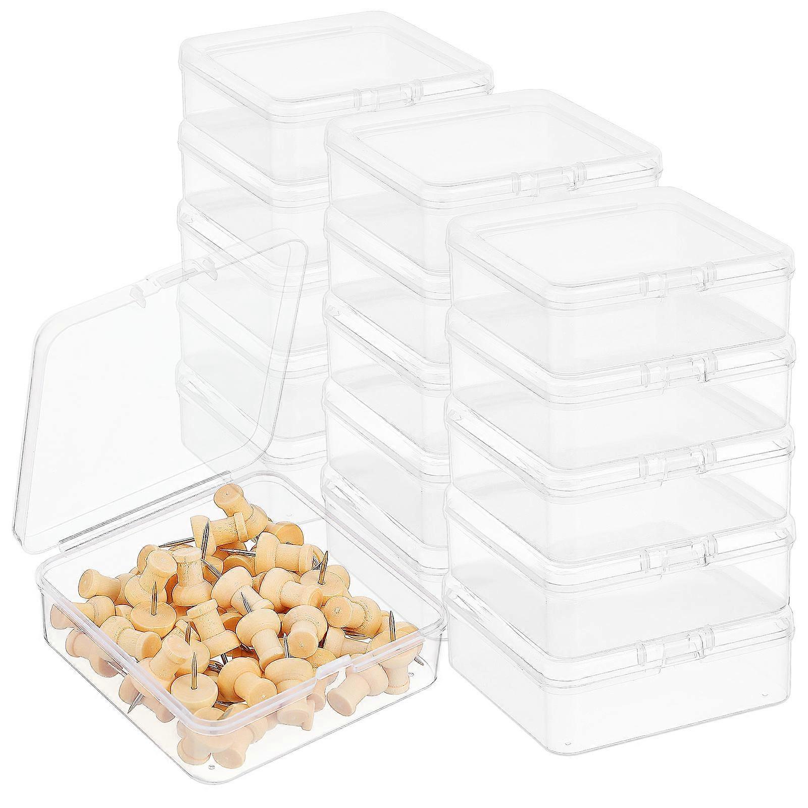 50pcs Clear Stackable Bead Storage Containers Durable Lidded Plastic Craft Organizer Boxes for Jewelry Office Supplies Tools Space Saving Organization