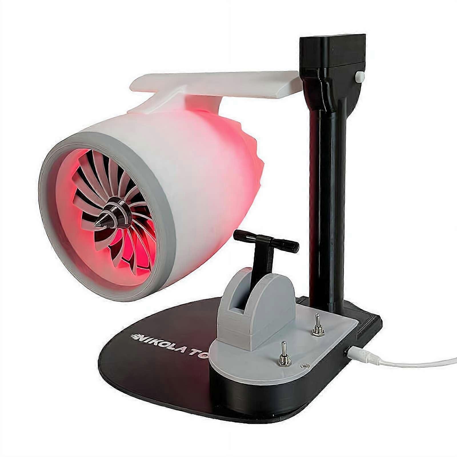 2 in 1 Turbo Desk Fan with Humidification Spray and Light Effect, Creative Turbo Desktop Fan, Single Speed Adjustable by Push Rod, Adjustable Red