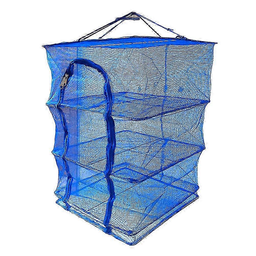 Foldable 4-Tier Mesh Laundry Drying Rack 40X65CM Blue