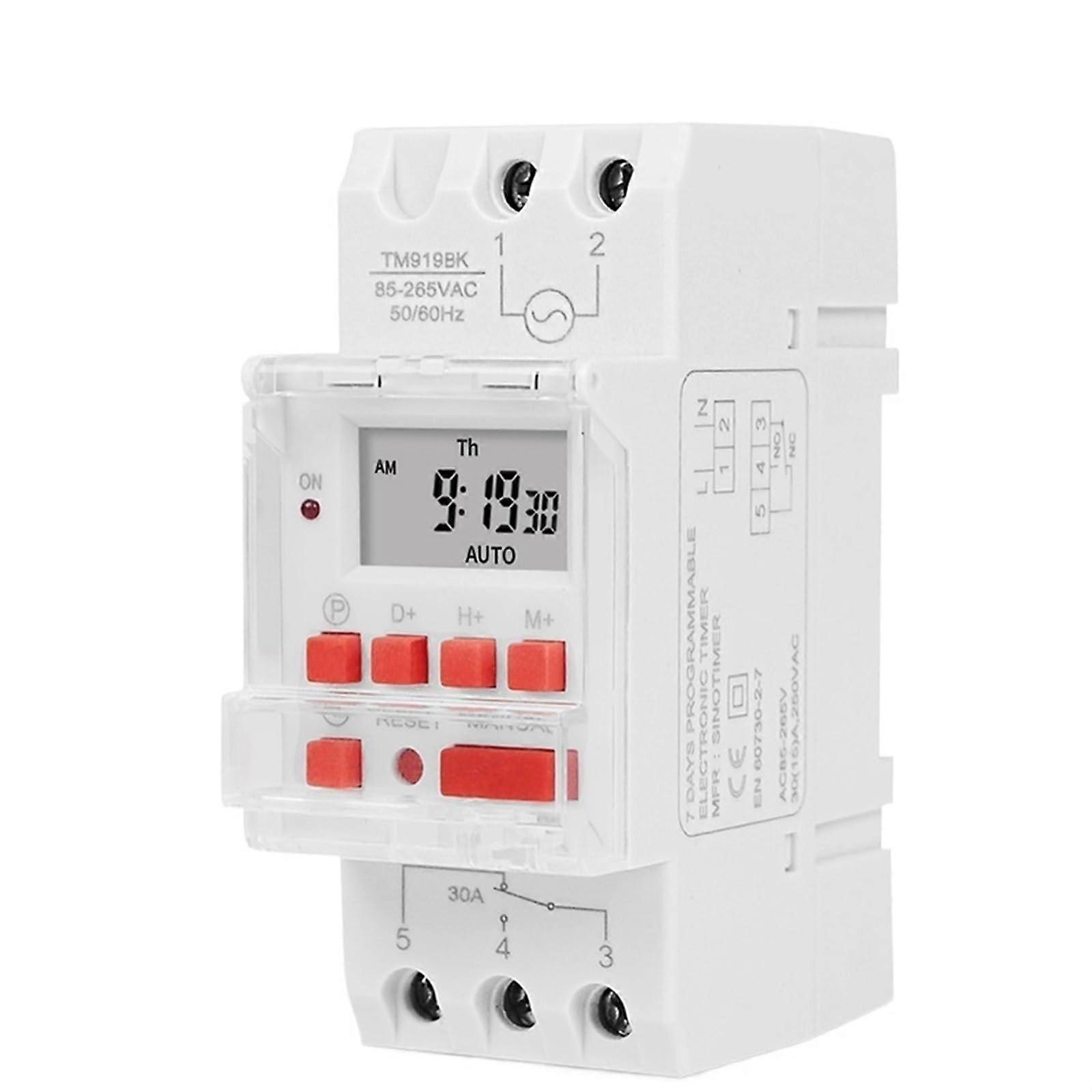 30A High Load 85265VAC 7 Day Digital Programmable Timer Switch Relay Time Control for 16 ON/OFF Output (110V)