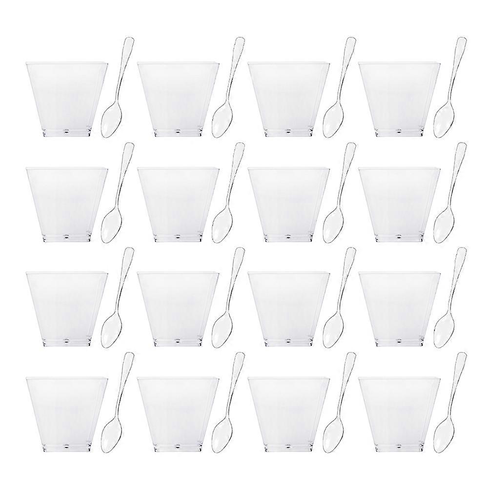 Party Cups Dessert Cups Clear Square 5X2.8CM Plastic Stackable For Parties 100Sets
