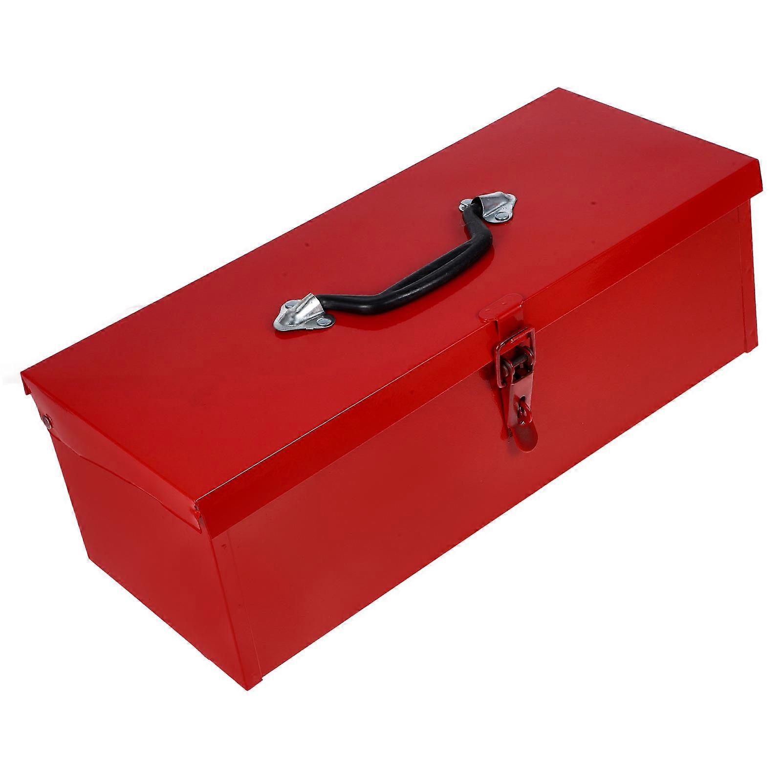 Sheet Tool Box With Lock, 15 x 6.3 x 5.1 Inch Portable Metal Storage Container for Home Use
