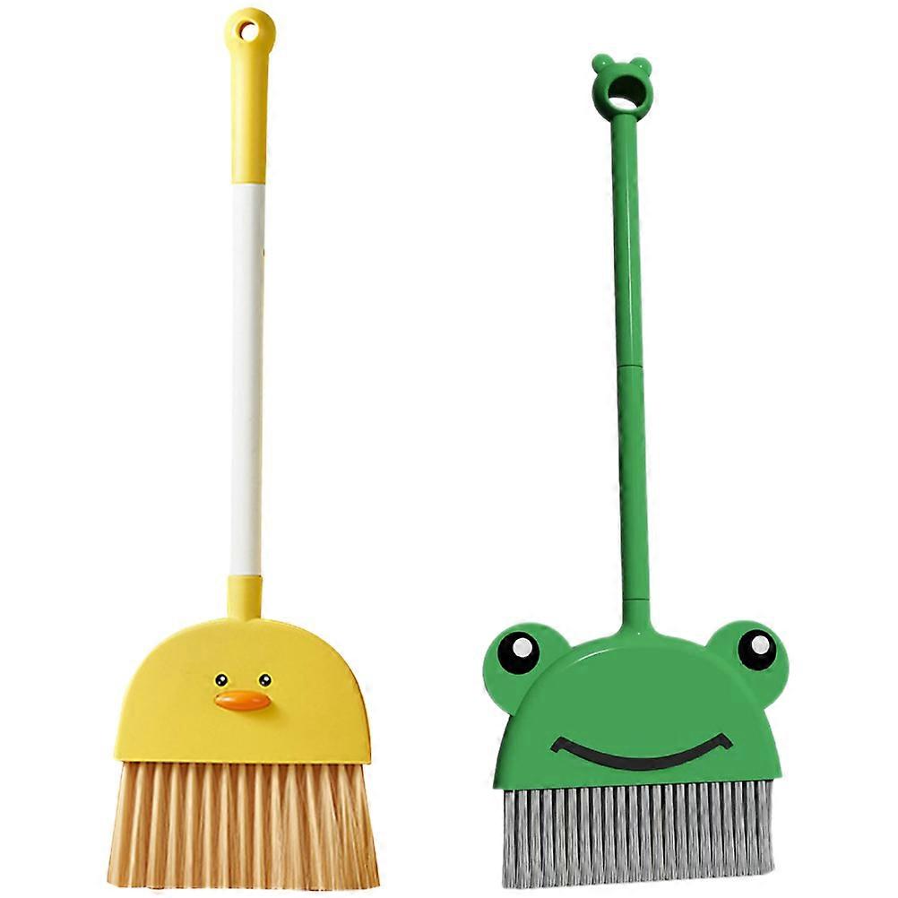2pcs Small Cartoon Duck Broom Set for Safe Housework Cleaning for Preschoolers and Home Kindergarten Use