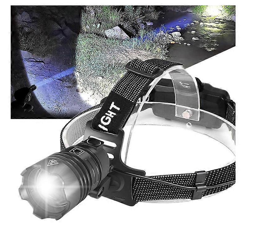 Head Torch Rechargeable, Head Torch LED 3 Modes, Zoomable, Rechargeable Headlamp Headlight for Hiking Camping Fishing(Black)
