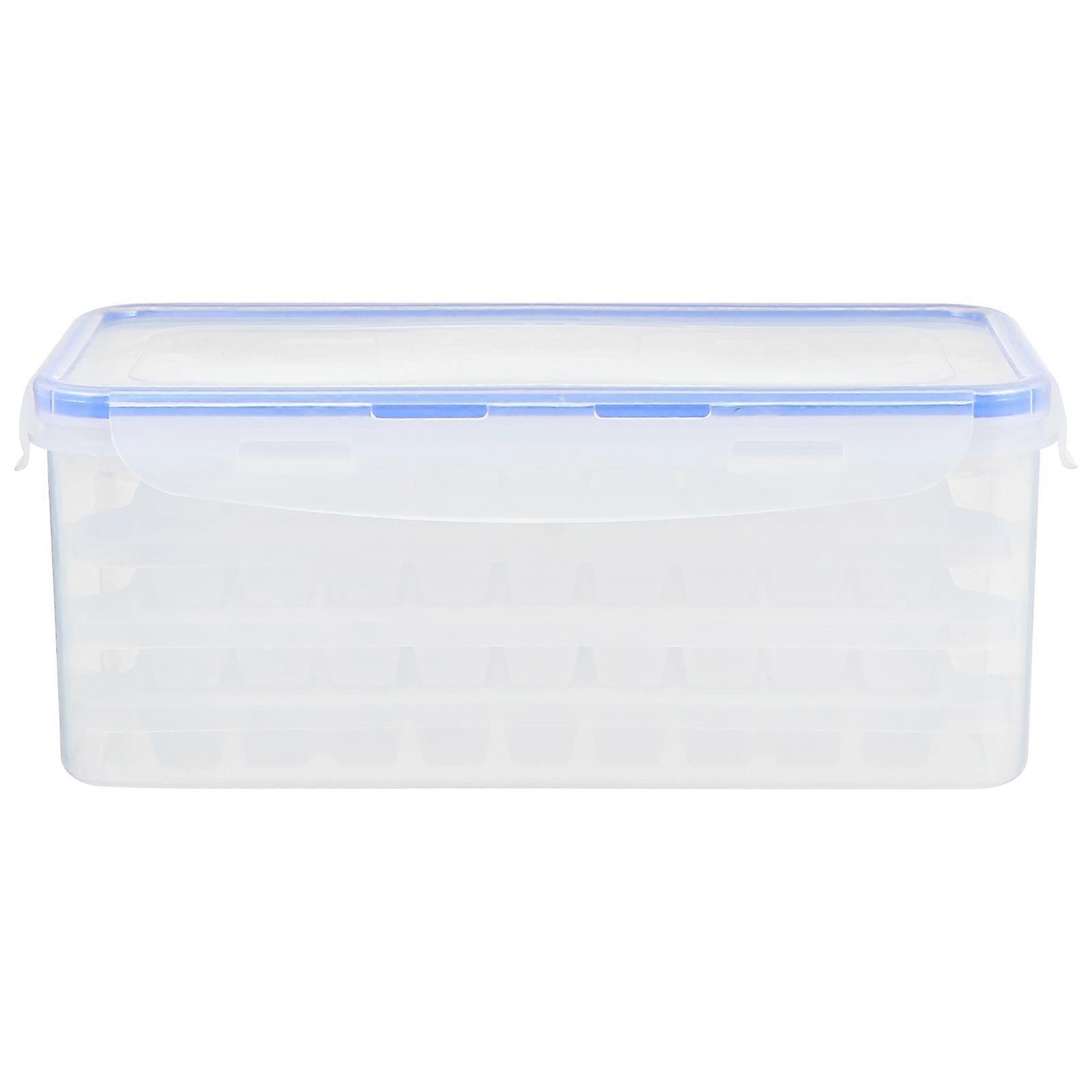 Ice Tray with Bin and Cover for Freezer Transparent Color Ice Making Molds 4Pcs