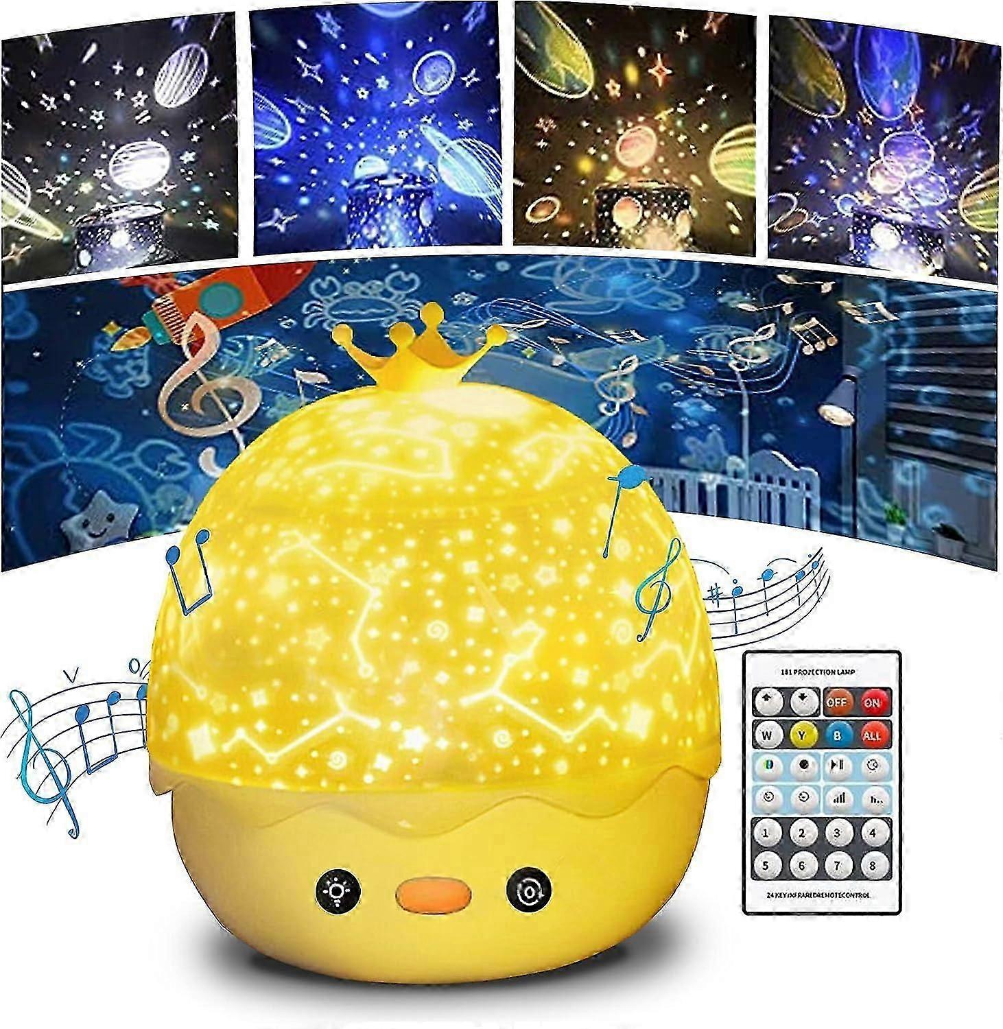 Baby Projector Night Light - 360 Rotation 6 Projection Lamp Lights 8 Relaxing Music Options