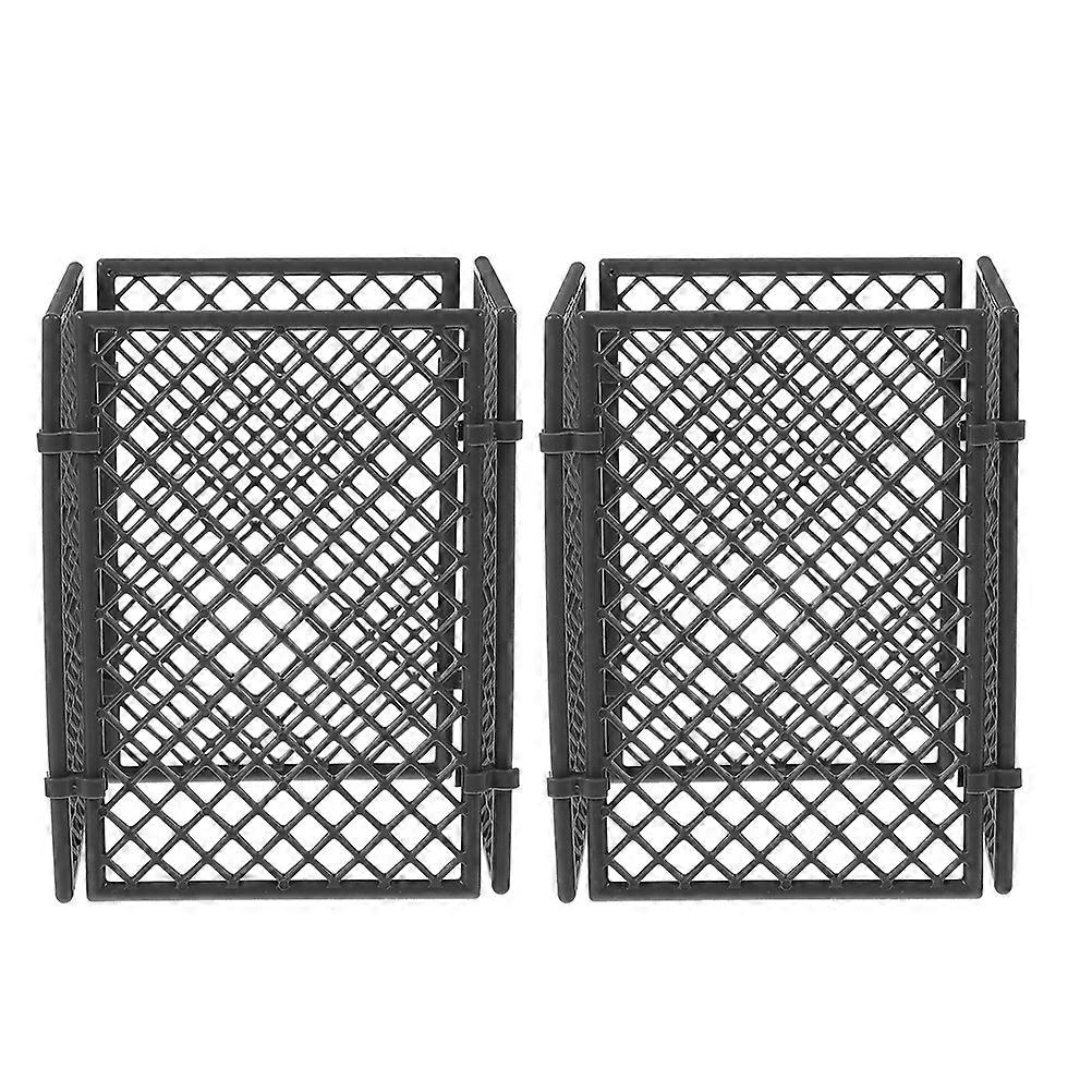 Mini Fence For Garden Miniature Garden Fence Accessories Diy Building Outdoor Scenes Grey Square Plastic 8Pcs