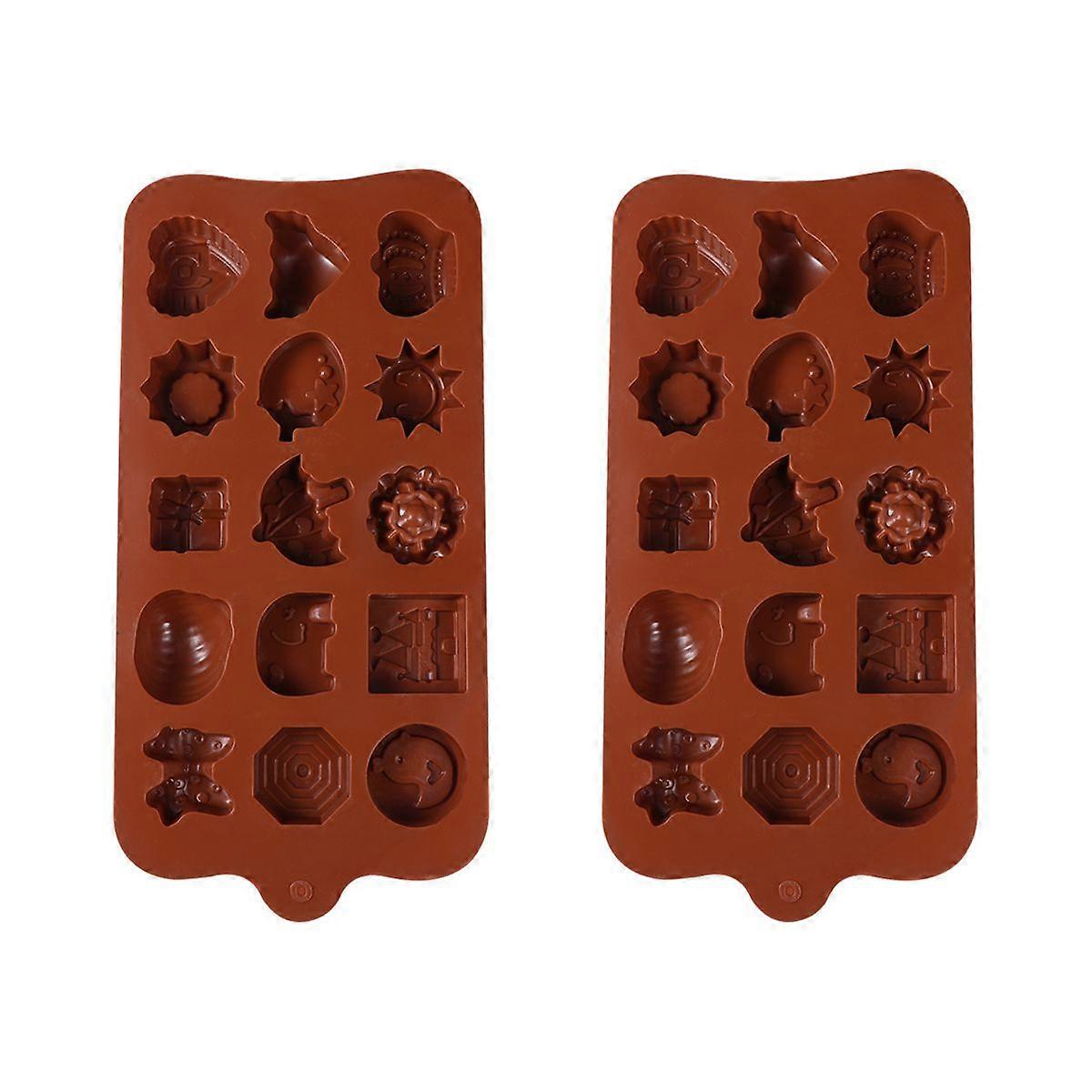 2PCS Creative Shaped Design Baking Tools Baking Gadgets Multi-Purpose Silicone Molds for Chocolate (Style 2, Random Color)