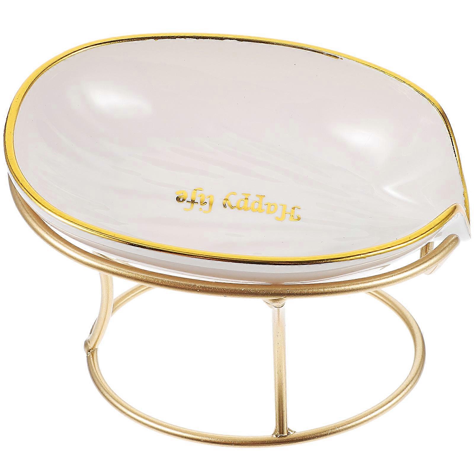 Bath Soap Holder Self-Draining Bathroom Countertop Tray White with Tilted Design 1Set