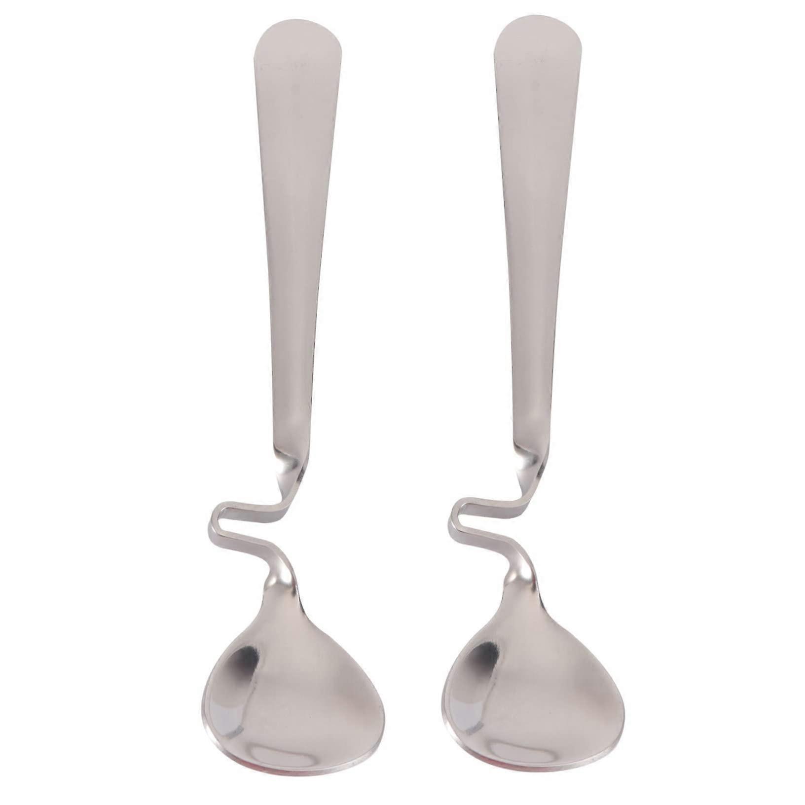 Pack of 2 Metal Cake Spoons, Mixing & Tasting Spoons for Coffee, Espresso & Salad, 1.0 Gram Small Cutlery Set