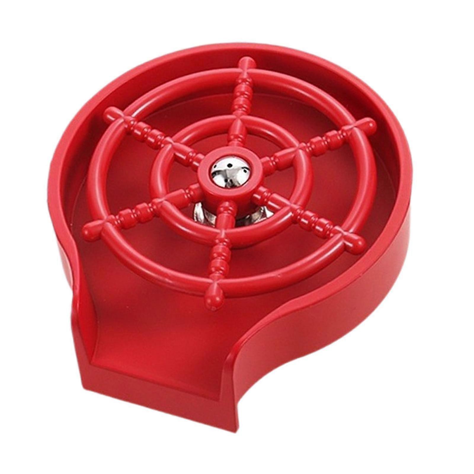 Kitchen Sink Glass Cup Rinser and Bottle Cleaner for Hotel and Home Bar Use in Eye-Catching Red Color
