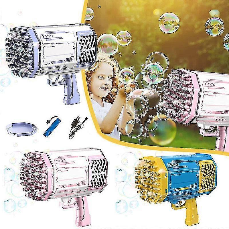 Upgraded 2022 Bubble Gun Blower with 69 Holes for Boys and Girls, Automatic Bubble Maker