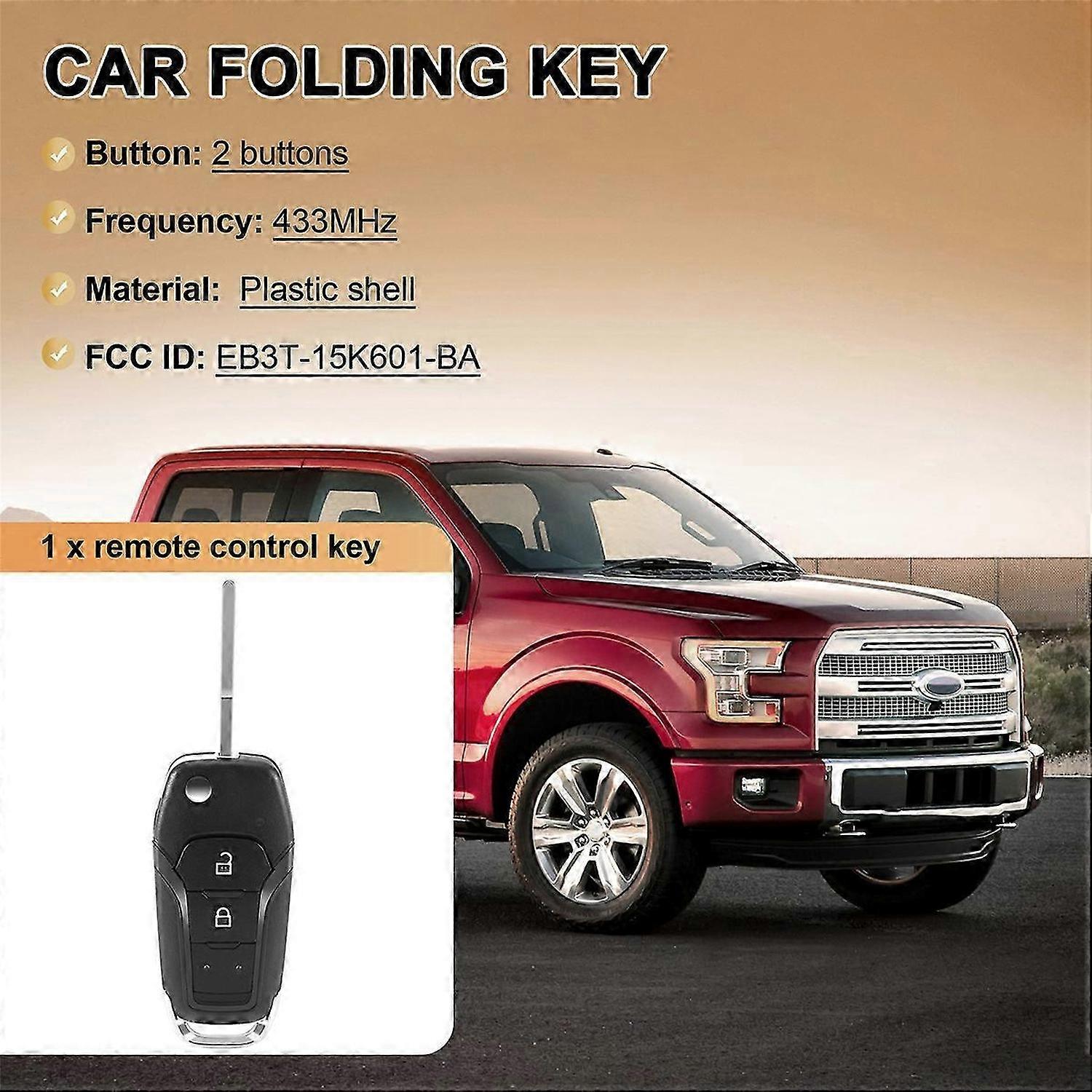 Car Smart Remote Key 2 Button 433Mhz Fit for 2015 2016 2017 2018 Id49 Pcf7945P Eb3T-15K601-