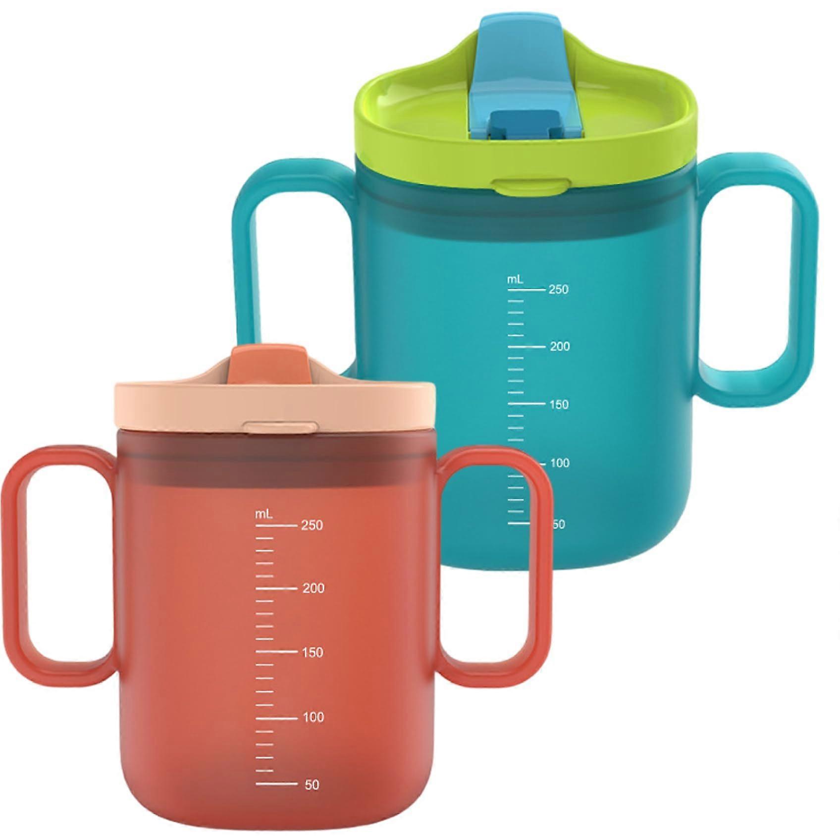 Sippy Cups for Toddlers - 2 Spill Proof 260ml Water Bottles for Kids and Adults, BPA-Free Design for Easy Grip