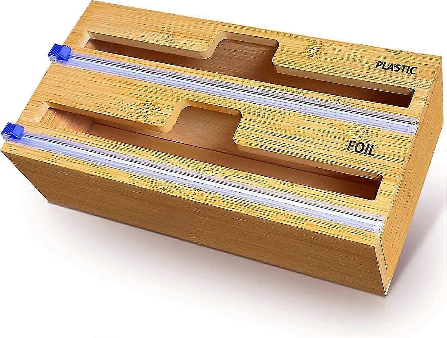 Kitchen Wrap Organizer with Cutter & Labels for Drawer Storage