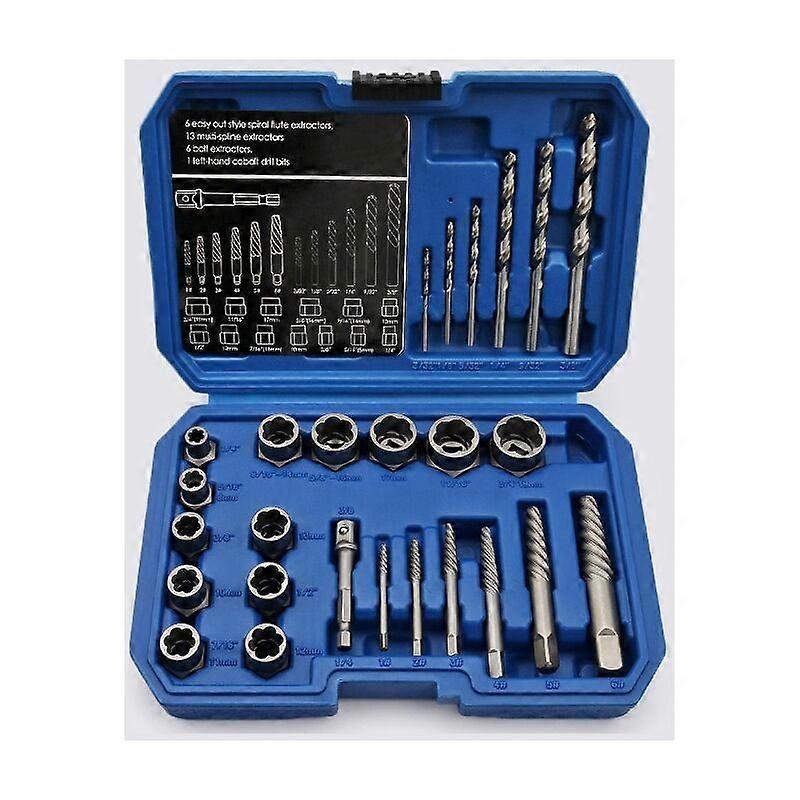 26pcs Anti-theft Bolt Extractor Socket Set Damaged Nut Extractor Cr-Mo Material 8-19mm