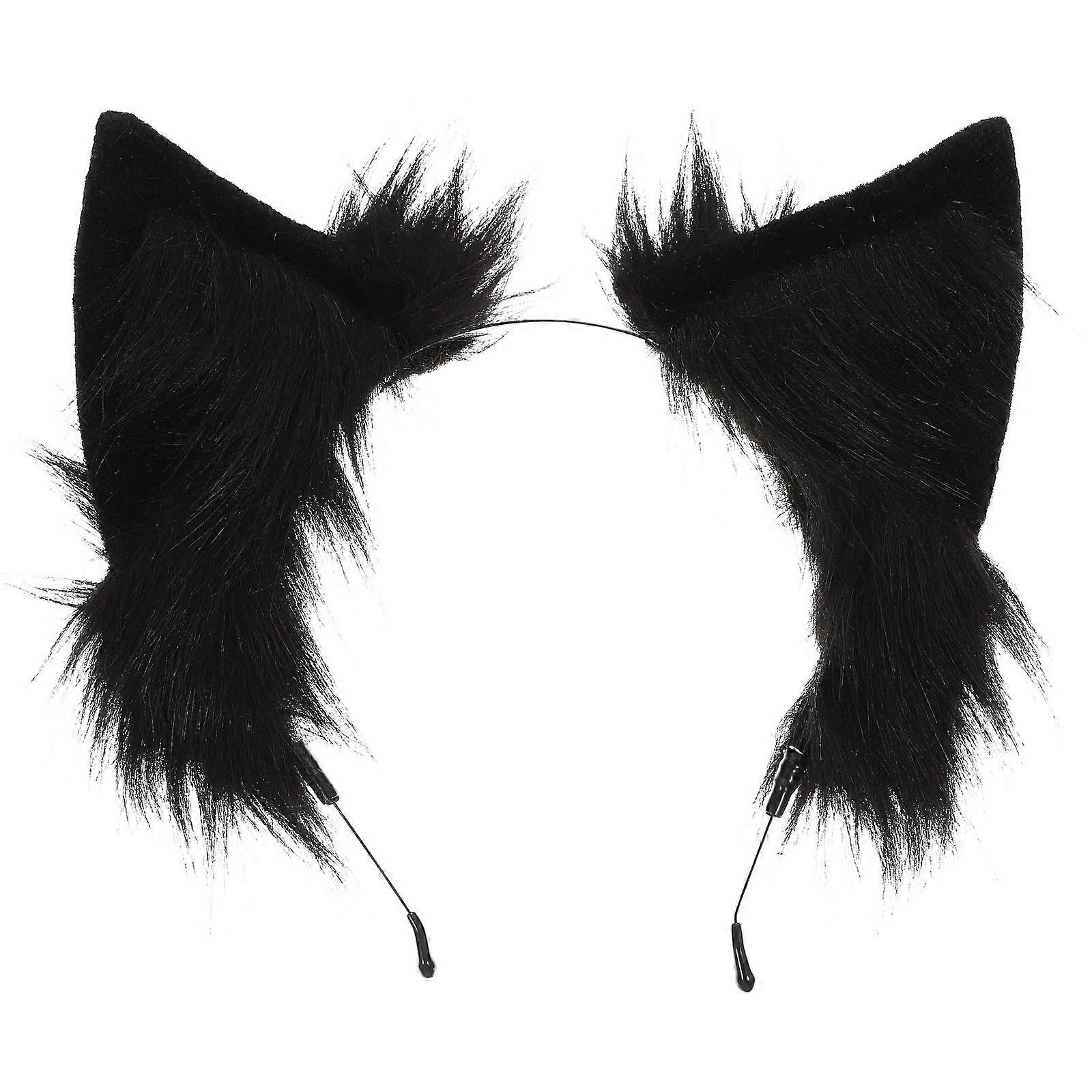 Fluffy Headband Plush Headdress Black for Decor Featuring
